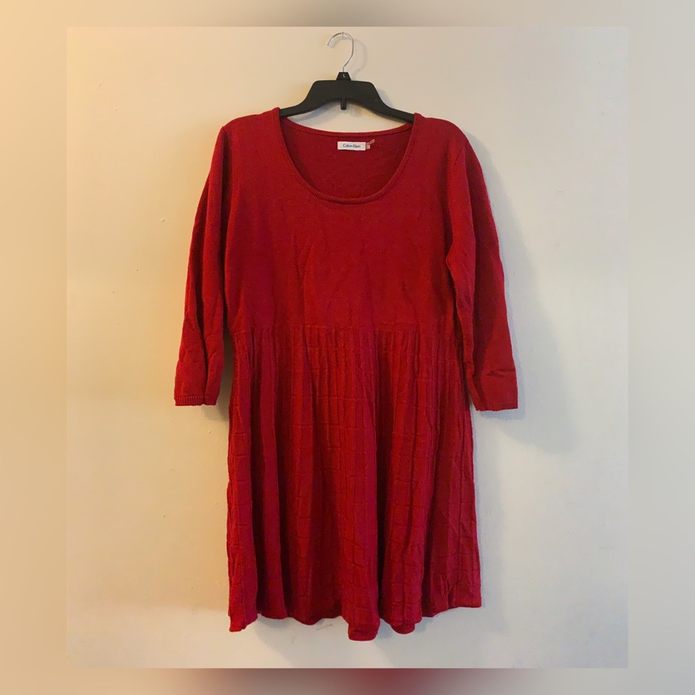 Red knit Calvin Klein dress